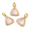Rack Plating Brass with Synthetic Opal Pendants, Cadmium Free & Lead Free, Triangle, Pink, 15x12.5x6mm, Hole: 5mm