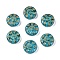 Transparent Lampwork Beads, Flat Round with Moon & Stars, Light Sea Green, 13x5mm, Hole: 1mm, about 70~82pcs/100g