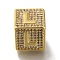 Brass Cubic Zirconia Beads, Cadmium Free & Nickel Free & Lead Free, Letter L, Square, Letter L, 9.5x9.5x9.5mm, Hole: 6mm