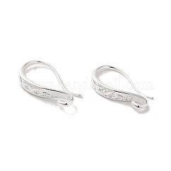 Brass Earring Hooks, Cadmium Free & Lead Free, 925 Sterling Silver Plated, 18.5x3.8mm, Hole: 2mm, Pin: 0.8mm