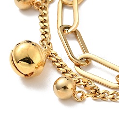 Bell and Round Ball Charm Multi-strand Bracelet&nbsp;BJEW-G639-26G
