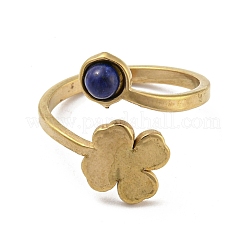 304 Stainless Steel with Natural Lapis Lazuli Ring Ion Plating(IP)&nbsp;RJEW-Z031-01E-01