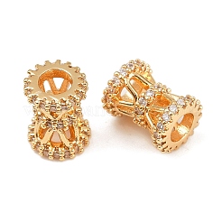 Brass Micro Pave Clear Cubic Zirconia European Beads&nbsp;KK-F906-22G