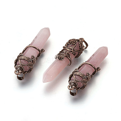 Natural Rose Quartz Pointed Pendants&nbsp;G-O164-02C