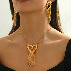 Elegant Zinc Alloy Hollow Heart Tassel Jewelry Set for Women&nbsp;LS-HX7925
