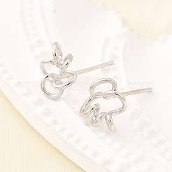 Hollow Flower 925 Sterling Silver Stud Earrings&nbsp;EJEW-S271-03P