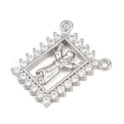 Brass Micro Pave Clear Cubic Zirconia Pendants&nbsp;KK-CBA6A75-48B-P