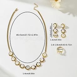 Stainless Steel Flower Earrings & Necklaces & Rings Sets for Women&nbsp;YR1228