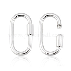 2Pcs Rhodium Plated 925 Sterling Silver Locking Carabiner Clasps&nbsp;STER-PH0002-42