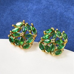 Brass Micro Pave Cubic Zirconia Stud Earrings&nbsp;KK-F358-02G-02