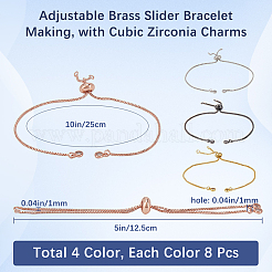 32Pcs 4 Colors Rack Plating Adjustable Brass Slider Bracelet Making&nbsp;KK-SP0001-79