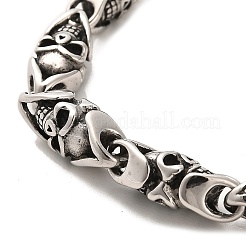 304 Stainless Steel Skull Link Chain Bracelets&nbsp;BJEW-E094-12AS