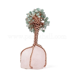 Natural Green Aventurine Chips and Rose Quartz Pedestal Display Decorations&nbsp;G-S282-01
