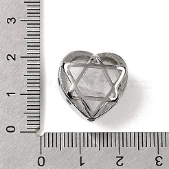 Brass Pave Natural Quartz Crystal Heart Multi-Strand Links&nbsp;G-B149-13P-05