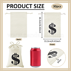 30Pcs Dollar Sign Printed Cloth Drawstring Bags&nbsp;ABAG-FG0001-13