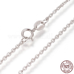 Anti-Tarnish Rhodium Plated 925 Sterling Silver Cable Chain Necklaces&nbsp;STER-L059-12P