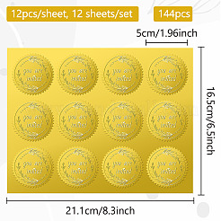 12 Sheets Self Adhesive Gold Foil Embossed Stickers&nbsp;DIY-WH0451-030