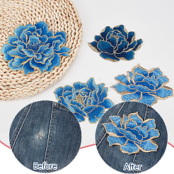 4Pcs 4 Styles Peony Polyester Embroidery Sew On Patches&nbsp;PATC-CY0001-73