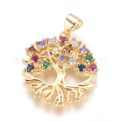 Brass Micro Pave Cubic Zirconia Pendants&nbsp;KK-I657-25G