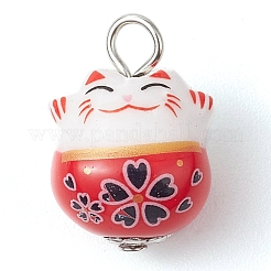 Lucky Cat Maneki-neko Patterned Porcelain Pendants&nbsp;PALLOY-JF03134