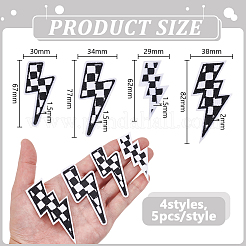20Pcs 4 Styles Polyester Gloss Yarn Black and White Check Embroidery Cloth Ornament Accesories&nbsp;DIY-DR0002-61
