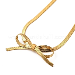 Ion Plating(IP) 304 Stainless Steel Bowknot Pendant Snake Chain Necklaces for Women&nbsp;NJEW-G142-01G