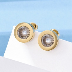 304 Stainless Steel Flat Round Stud Earrings&nbsp;EJEW-C099-23G-03