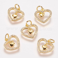 Brass Micro Pave Cubic Zirconia Charms&nbsp;ZIRC-E146-14G