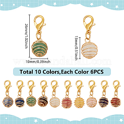 Copper Wired Wrapped Natural Gemstone Round Pendant Decorations&nbsp;HJEW-AB00711