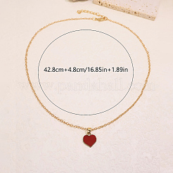 Zinc Alloy Ruby Rhinestone Love Heart Pendant Necklaces for Women&nbsp;TZ8226