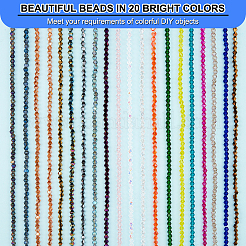AHADERMAKER&reg 20 Strands 20 Colors Glass Beads Strands&nbsp;EGLA-GA0001-05