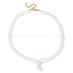 ABS Plastic Imitation Pearl Beaded Chains Double Layer Necklaces&nbsp;NJEW-JN04521