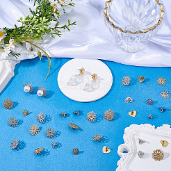 32Pcs 8 Styles Brass Earring Nuts&nbsp;EJEW-SC0001-89