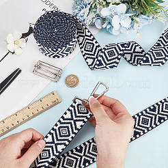 5 Yards Ethnic Style Polycotton Jacquard Rhombus Ribbon&nbsp;OCOR-WH0078-167B
