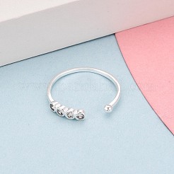 925 Sterling Silver Micro Pave Clear Cubic Zirconia Open Cuff Rings for Women&nbsp;STER-N016-145S