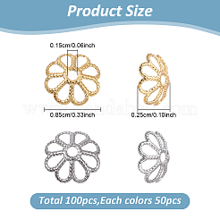 100Pcs 2 Colors 316 Stainless Steel Bead Caps&nbsp;STAS-YW0003-39