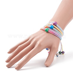 5Pcs 5Pcs Natural Wood Round Braided Bead Bracelets Set&nbsp;BJEW-JB08807