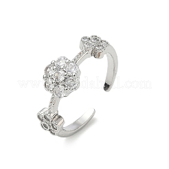 Brass Micro Pave Cubic Zirconia Cuff Open Rings&nbsp;RJEW-C163-22P