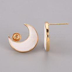 Brass Enamel Stud Earrings Findings&nbsp;KK-T062-115G-A-NF