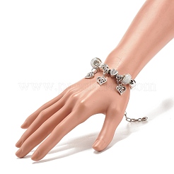 Alloy Heart Charm European Bracelet with Snake Chains&nbsp;BJEW-JB08046-02