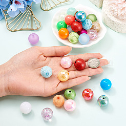 40Pcs 8 Styles Mixed Styles Round Acrylic Beads&nbsp;OACR-TA0005-12