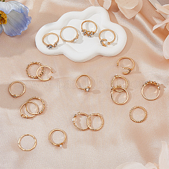 19Pcs 19 Style Alloy Open Cuff Rings Set with Rhinestone&nbsp;RJEW-FI0001-16