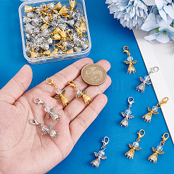 40Pcs 2 Colors White Glass Pearl with Alloy Angel Pendant Decoration&nbsp;HJEW-PH02284