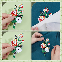 4Pcs Flower Embroider Thread Iron on/Sew On Patches&nbsp;PATC-PH0001-55
