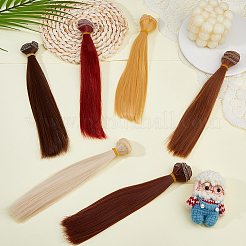 6Pcs 6 Colors Plastic Doll Wig Hair&nbsp;AJEW-DC0002-11