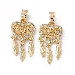Brass Micro Pave Clear Cubic Zirconia Pendants&nbsp;KK-E068-VC056