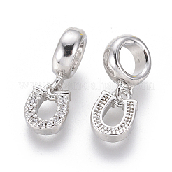 Brass Micro Pave Clear Cubic Zirconia European Dangle Charms&nbsp;ZIRC-G153-10P