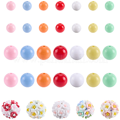 5Pcs 5 Colors Round Luminous Polymer Clay Rhinestone Flower Beads & 28Pcs 14 Styles Opaque Acrylic Beads Findings Kits&nbsp;DIY-PA0001-98