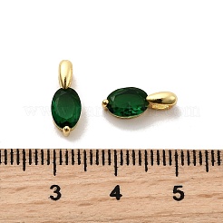 Oval Brass Glass Charms&nbsp;KK-C134-19G