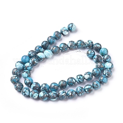Assembled Synthetic Silver Line Turquoise Beads Strands&nbsp;G-D0006-C13-8mm